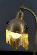将图片加载到图库查看器,Lampe de table Art Nouveau en Laiton et Cabochons de Verre, Circa 1910