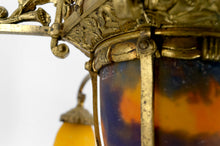 将图片加载到图库查看器,Important lustre en bronze doré et pâte de verre soufflée, Muller Frères Lunéville, France, vers 1920