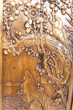 Загрузить изображение в средство просмотра галереи, 3 Panneaux en bois sculpté, Décors Floraux et Animaliers, Indochine / Vietnam, Début XXe