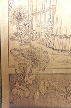 Загрузить изображение в средство просмотра галереи, Paire de Panneaux Pyrogravés, Les Saisons : Automne & Hiver, Art Nouveau, France, vers 1900