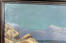 将图片加载到图库查看器,Peinture, Huile sur panneau, "Ville Côtière Méditerranéenne", France, Circa 1930