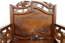 Lade das Bild in den Galerie-Viewer, 4 importants fauteuils asiatiques aux Chauves-Souris et Grues, Indochine ou Chine du Sud, Circa 1880