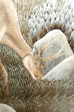 将图片加载到图库查看器,Importante tenture Indochinoise brodée de Soie, Sous cadre, "Cerfs en forêt", Vietnam, vers 1940