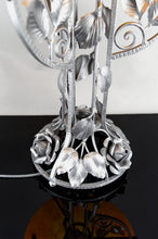 将图片加载到图库查看器,Lampe Art Déco exceptionnelle en fer forgé et pâte de verre – France, vers 1920
