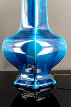 将图片加载到图库查看器,Importante Lampe en Porcelaine à Email Craquelé Bleu, France, Circa 1940