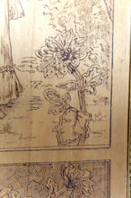 Загрузить изображение в средство просмотра галереи, Paire de Panneaux Pyrogravés, Les Saisons : Automne & Hiver, Art Nouveau, France, vers 1900