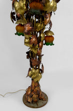 将图片加载到图库查看器,Important lampadaire "Vigne" en métal patiné, Hollywood Regency, Circa 1960