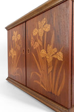 将图片加载到图库查看器,Armoire murale Art Nouveau en bois marqueté d'iris et de papillons, France, XXe