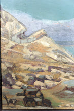 将图片加载到图库查看器,Peinture, Huile sur panneau, "Ville Côtière Méditerranéenne", France, Circa 1930