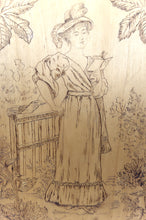 Загрузить изображение в средство просмотра галереи, Paire de Panneaux Pyrogravés, Les Saisons : Automne & Hiver, Art Nouveau, France, vers 1900