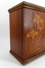 将图片加载到图库查看器,Armoire murale Art Nouveau en bois marqueté d'iris et de papillons, France, XXe