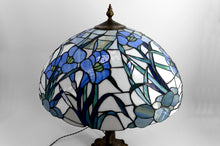 将图片加载到图库查看器,Exceptionnelle lampe de table Art Nouveau – Style Tiffany – Bronze sculpté & vitrail opalescent – Vers 1980