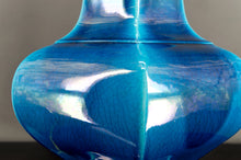 将图片加载到图库查看器,Importante Lampe en Porcelaine à Email Craquelé Bleu, France, Circa 1940
