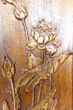 Загрузить изображение в средство просмотра галереи, 3 Panneaux en bois sculpté, Décors Floraux et Animaliers, Indochine / Vietnam, Début XXe