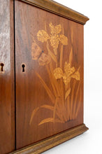 将图片加载到图库查看器,Armoire murale Art Nouveau en bois marqueté d'iris et de papillons, France, XXe
