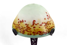 将图片加载到图库查看器,Lampe Champignon en Fer Forgé et Abat-jour en Pâte de Verre Soufflée , Art Déco , France, circa 1920