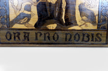 Загрузить изображение в средство просмотра галереи, Tableau / Pyrogravure, Thème Religieux: St François Parlant aux Oiseaux, Art Nouveau Gothique, Début XXe