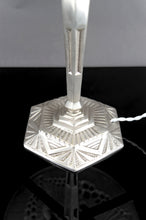 将图片加载到图库查看器,Lampe de table Art Déco en bronze nickelé et verrerie Schneider "Libellules" – France, vers 1930