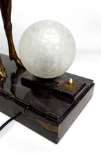 Загрузить изображение в средство просмотра галереи, Importante Lampe Sculpturale en Bronze et Marbre, Cerf, Art Déco, France, Circa 1930