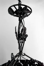 Load image into Gallery viewer, Lustre Art Déco en Fer Forgé et Pâte de Verre Soufflée par Muller Frères Lunéville, France, Circa 1920