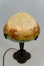 将图片加载到图库查看器,Lampe Champignon en Fer Forgé et Abat-jour en Pâte de Verre Soufflée , Art Déco , France, circa 1920