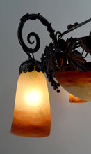 Load image into Gallery viewer, Lustre Art Déco en Fer Forgé et Pâte de Verre Soufflée par Muller Frères Lunéville, France, Circa 1920