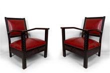Lade das Bild in den Galerie-Viewer, Paire de Fauteuils Art Deco Colonial en Bois Sculpté, Algérie Française, Circa 1930