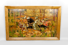 Загрузить изображение в средство просмотра галереи, Important Tableau Pyrogravé, Scène de Chasse Médiévale, France, Art Nouveau, Circa 1900