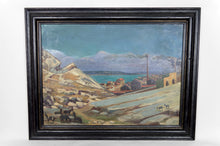 将图片加载到图库查看器,Peinture, Huile sur panneau, "Ville Côtière Méditerranéenne", France, Circa 1930