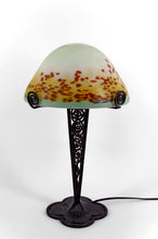 将图片加载到图库查看器,Lampe Champignon en Fer Forgé et Abat-jour en Pâte de Verre Soufflée , Art Déco , France, circa 1920