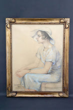 将图片加载到图库查看器,Portrait de jeune femme, pastel, Art Déco, par M.Ducoin, France, 1934