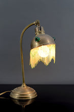 将图片加载到图库查看器,Lampe de table Art Nouveau en Laiton et Cabochons de Verre, Circa 1910
