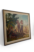 将图片加载到图库查看器,Huile sur panneau isorel, Les moissonneurs en pause, Circa 1930–1940