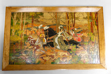 Загрузить изображение в средство просмотра галереи, Important Tableau Pyrogravé, Scène de Chasse Médiévale, France, Art Nouveau, Circa 1900