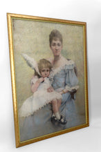Загрузить изображение в средство просмотра галереи, Important Pastel de la Belle Époque, Portrait de mère et enfant – France, vers 1890–1900