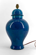 将图片加载到图库查看器,Lampe en Céramique à Émail Bleu Craquelé , Dans le goût de Pol Chambost , France, circa 1950