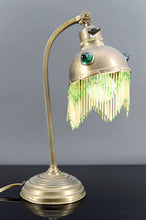 将图片加载到图库查看器,Lampe de table Art Nouveau en Laiton et Cabochons de Verre, Circa 1910