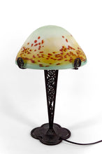 将图片加载到图库查看器,Lampe Champignon en Fer Forgé et Abat-jour en Pâte de Verre Soufflée , Art Déco , France, circa 1920
