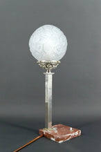 将图片加载到图库查看器,Lampe Art Déco moderniste en marbre, chrome et verre, France, vers 1925