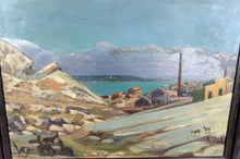 将图片加载到图库查看器,Peinture, Huile sur panneau, "Ville Côtière Méditerranéenne", France, Circa 1930