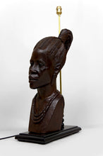 Загрузить изображение в средство просмотра галереи, Importante Lampe Sculpturale, Buste en Ebene de Femme Africaine, par Alexs Mutasa, Circa 1970