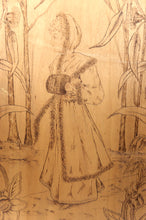 Загрузить изображение в средство просмотра галереи, Paire de Panneaux Pyrogravés, Les Saisons : Automne & Hiver, Art Nouveau, France, vers 1900