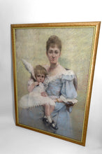 Загрузить изображение в средство просмотра галереи, Important Pastel de la Belle Époque, Portrait de mère et enfant – France, vers 1890–1900