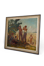 将图片加载到图库查看器,Huile sur panneau isorel, Les moissonneurs en pause, Circa 1930–1940