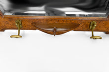 将图片加载到图库查看器,Vestiaire / Porte-Manteau Mural Art Nouveau en Chêne et Loupe d’Orme, Patères en Bronze et Miroir Biseauté, Circa 1900