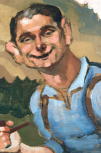 将图片加载到图库查看器,Huile sur panneau, Randonneur à la pipe, Michel Jamar, France, circa 1930-1940