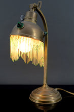 将图片加载到图库查看器,Lampe de table Art Nouveau en Laiton et Cabochons de Verre, Circa 1910