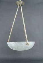 Load image into Gallery viewer, Lustre / Suspension / Vasque par Noverdy, Monture en Bronze Argenté, Art Deco, France, Circa 1930