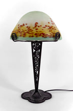 将图片加载到图库查看器,Lampe Champignon en Fer Forgé et Abat-jour en Pâte de Verre Soufflée , Art Déco , France, circa 1920