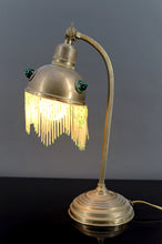 将图片加载到图库查看器,Lampe de table Art Nouveau en Laiton et Cabochons de Verre, Circa 1910